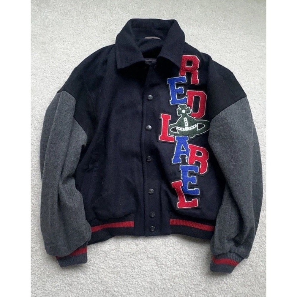 Vivienne Westwood RED LABEL Wool Varsity Jacket Orb Navy Gray New No Tags